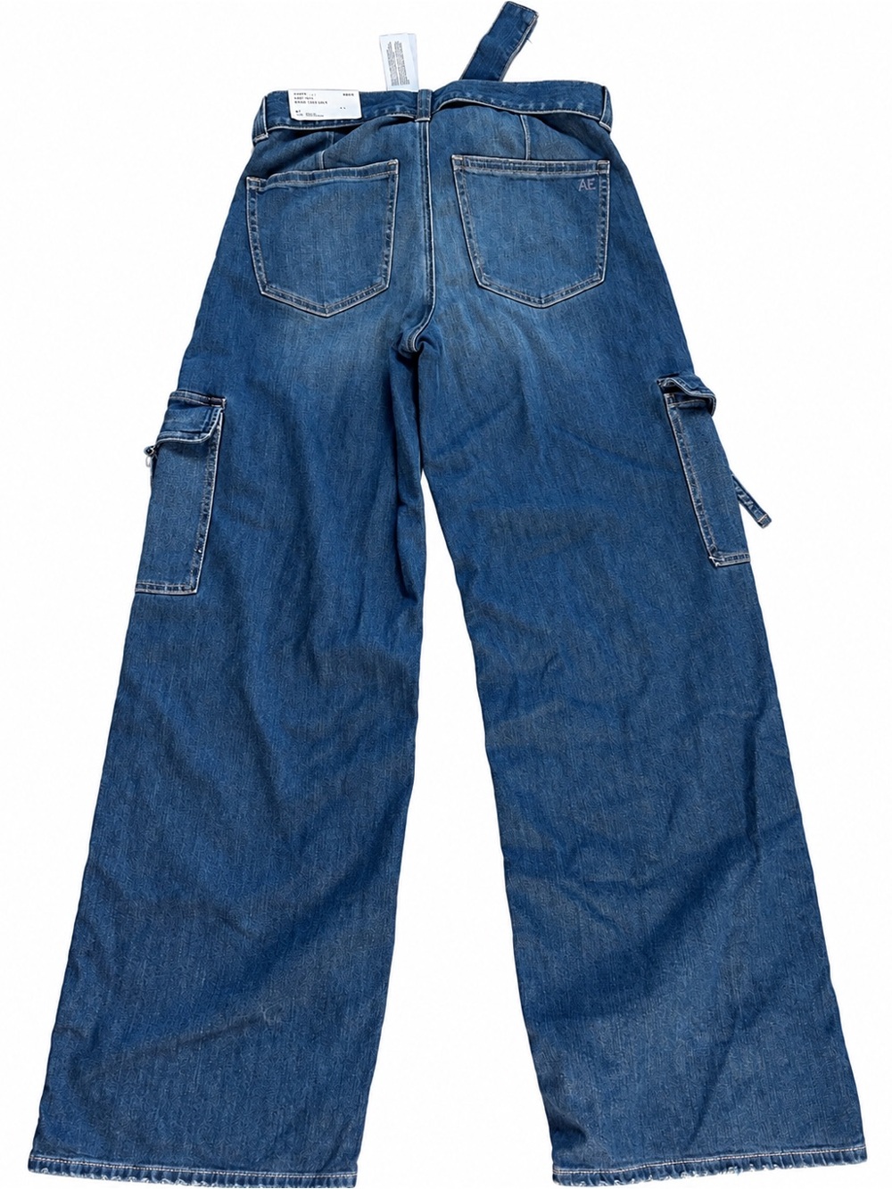 American Eagle Outfitters Blue Wide-Leg Cargo Jeans